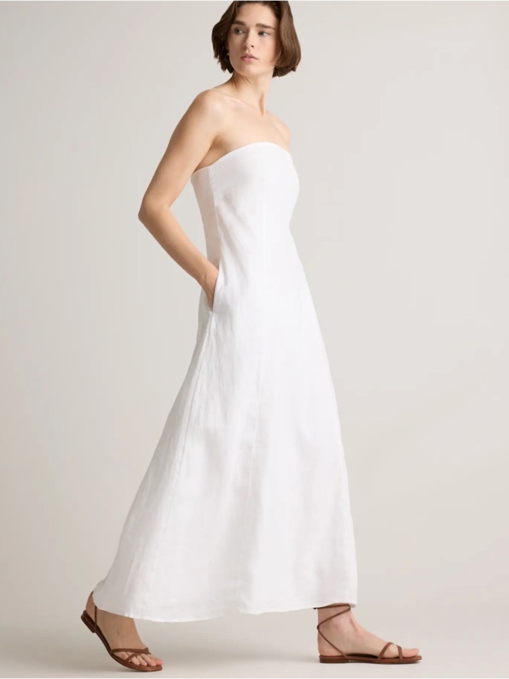 Quince 100% European Linen Strapless Maxi Dress - Picture 2 of 13